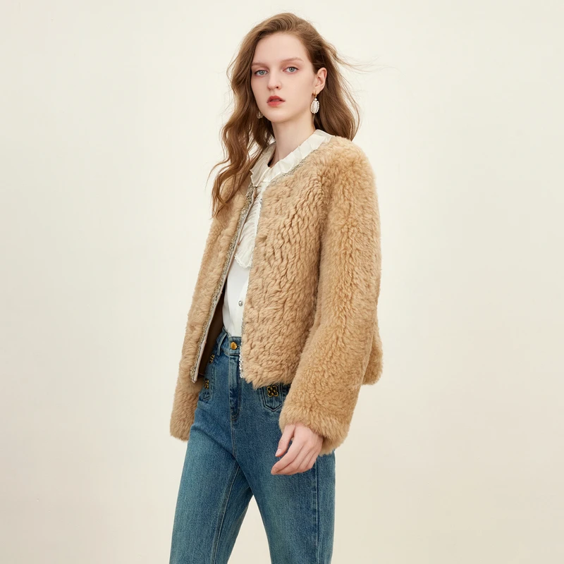 missCOCOON冬装女羊皮革短外套0078