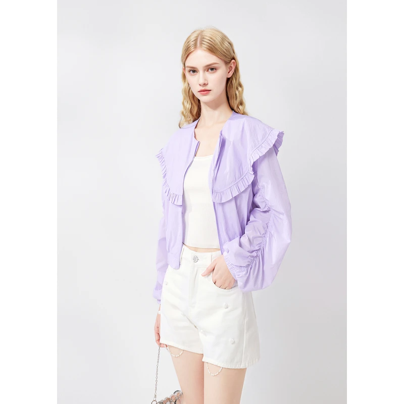 missCOCOON女荷叶边宽松舒适实穿防晒外套0267