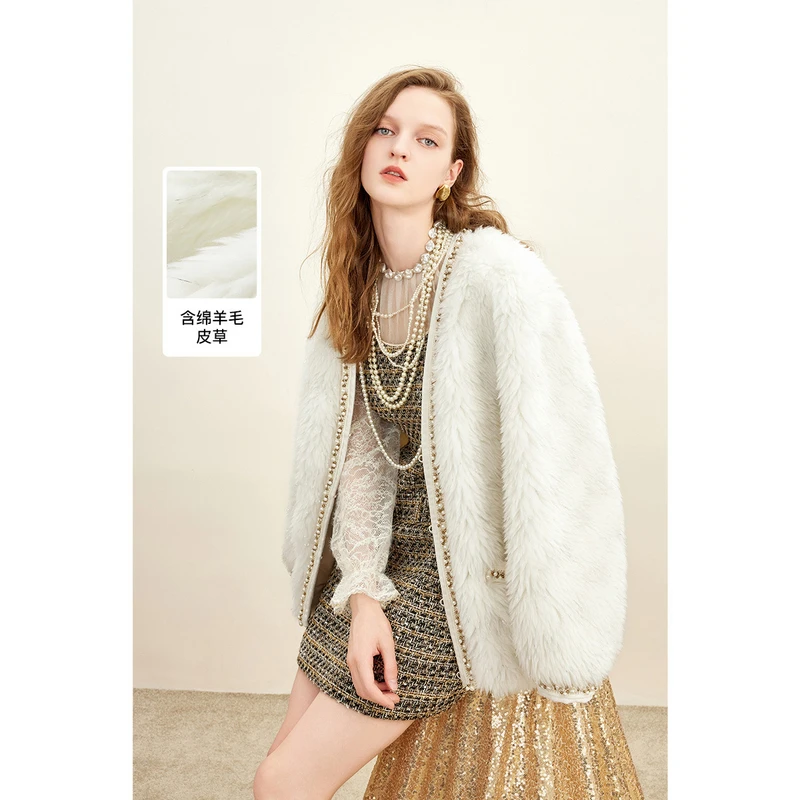 missCOCOON千金风冬装女重工绵羊毛外套0085