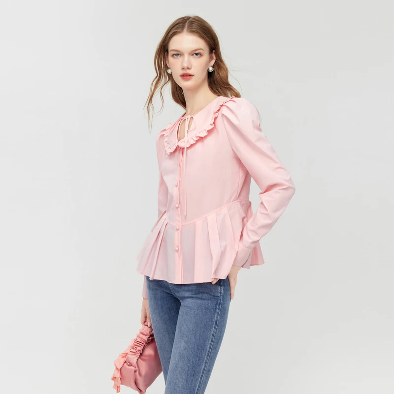 missCOCOON衬衣女娃娃领收腰日常衬衫0298