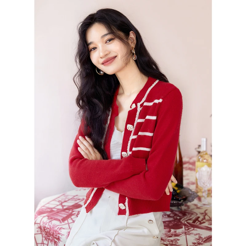 missCOCOON外搭开衫冬装女条纹针织外套0001