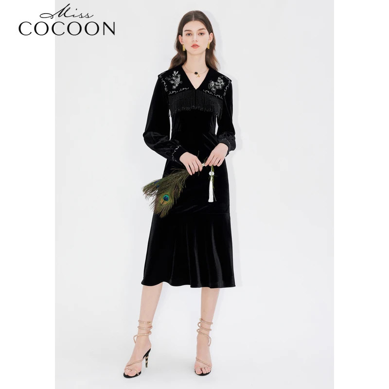 missCOCOON典雅孔雀云肩鱼尾连衣裙0009