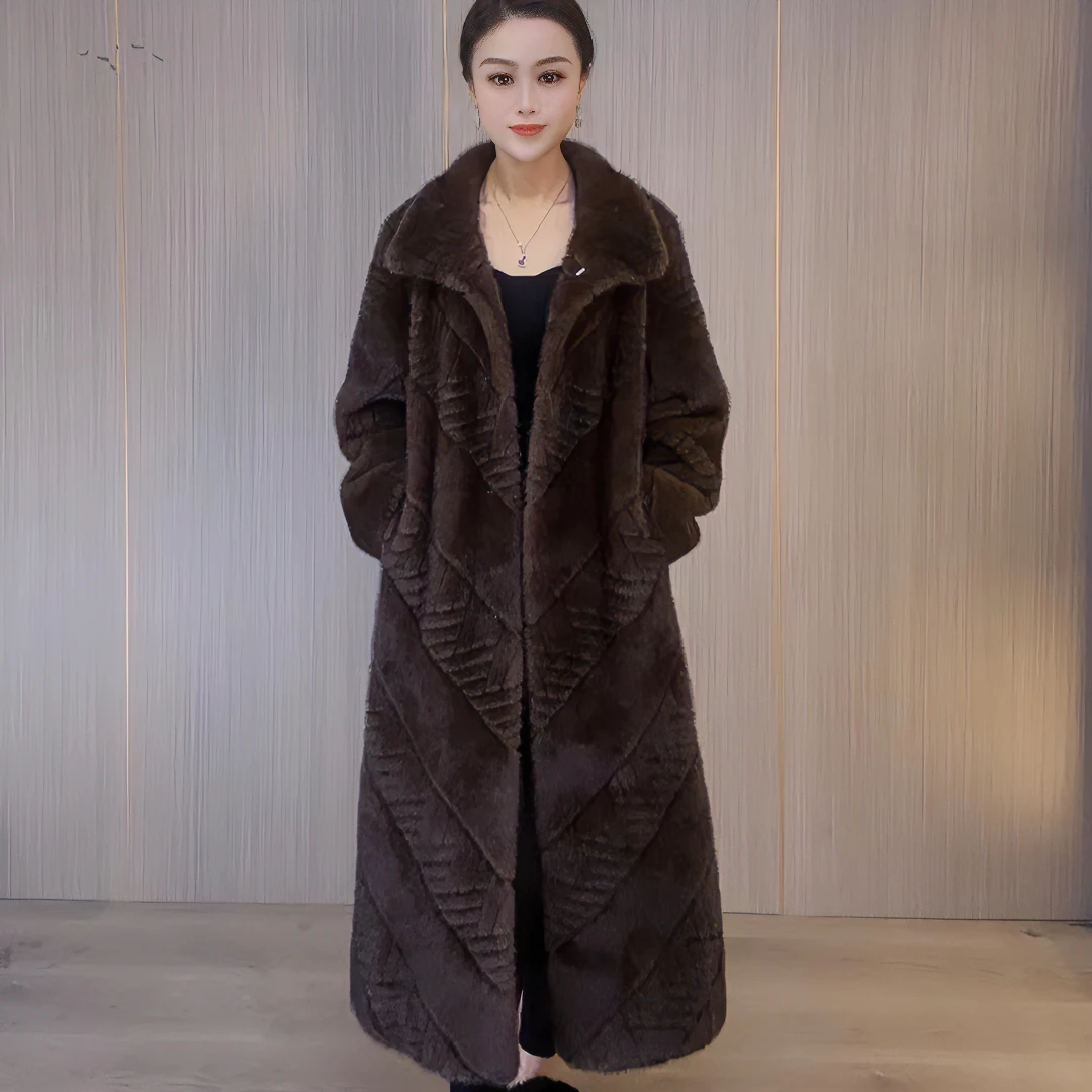2024时尚气质高贵百搭中长款毛毛外套加厚冬季设计师洋气保暖女士