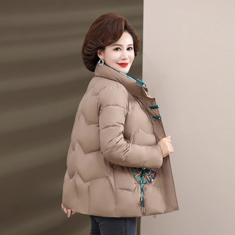 中年妈妈冬季棉衣外套时尚加绒保暖棉袄40岁50中老年女装冬装棉服