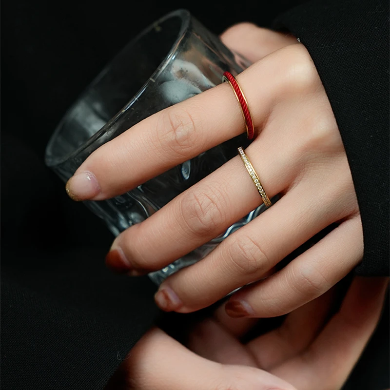 铜合金戒指 红绳套戒小众戒指女中式ins春节洋气红绳2024新款指环