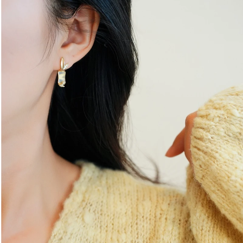 铜合金耳饰 925银针猫猫竹节耳扣耳坠精致小巧独特ins风简约耳环