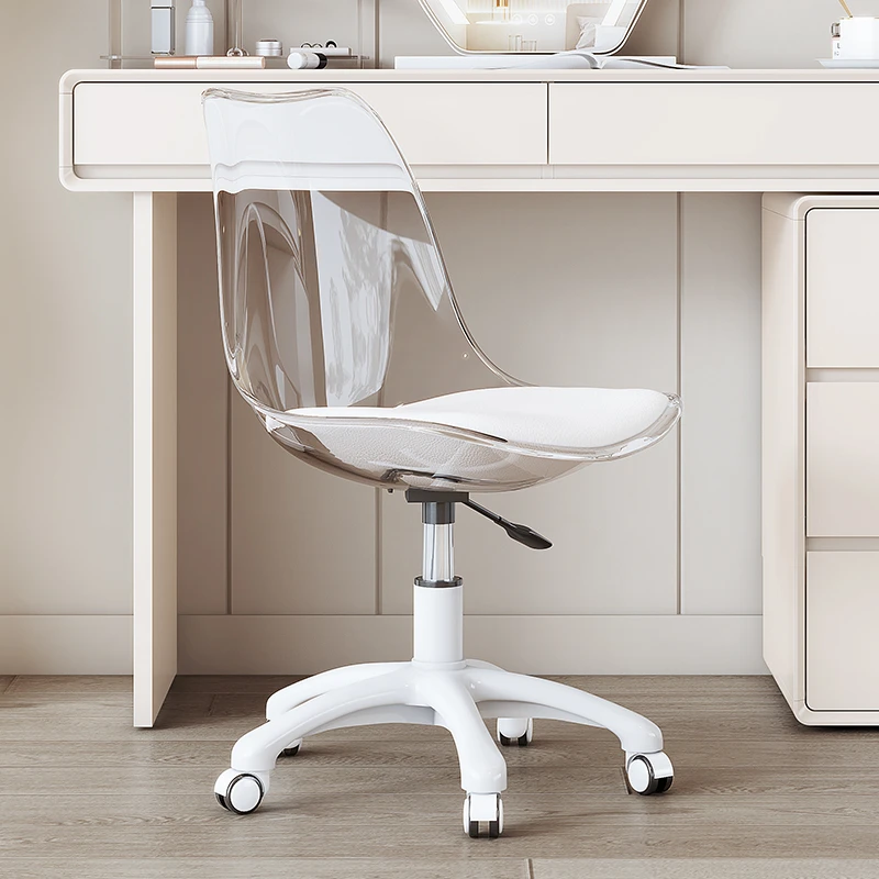 北欧网红梳妆电脑椅亚克力透明舒适可升降转椅办公写字书房家用椅