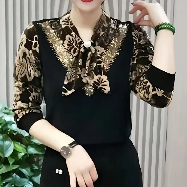 高档打底衫2024新款秋冬季宽松遮肚子上衣时尚小衫中老年妈妈装