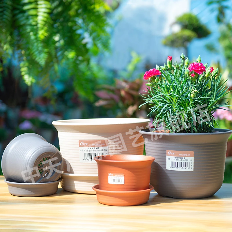 中天广源仿陶中钵透气抗摔耐造抗晒承重力强环保易降解花盆