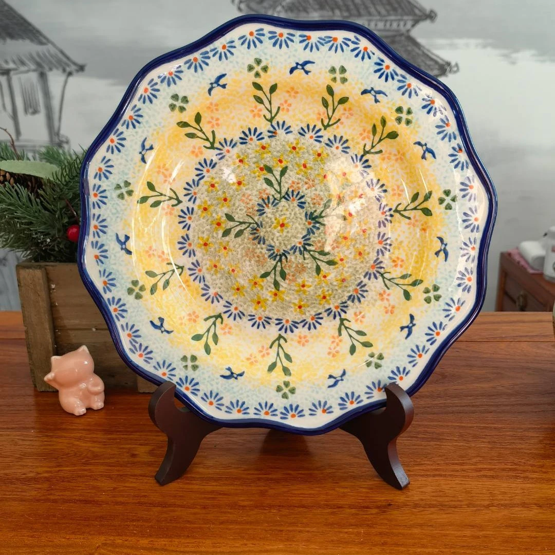 当代硬瓷阿勒玛P蓝色手工彩绘手绘双耳蓝色手工彩绘手绘双耳蓝色