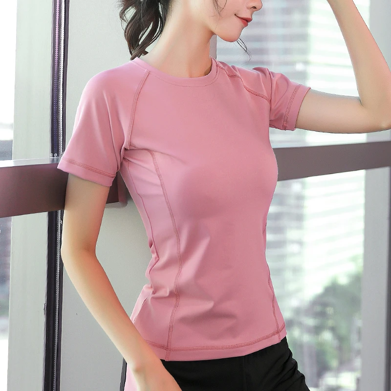 瑜伽服T恤上衣女修身显瘦2023新款春夏季运动服跑步服健身服宽松