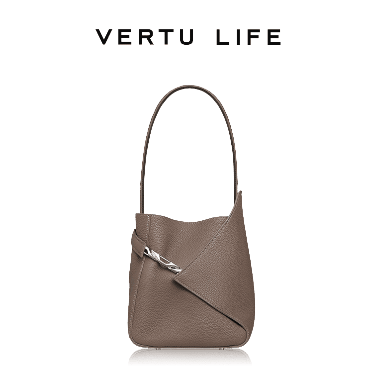 VERTU LIFE 牛皮水桶包手拎菜篮子女包墩墩包真皮轻奢VBAG手提包