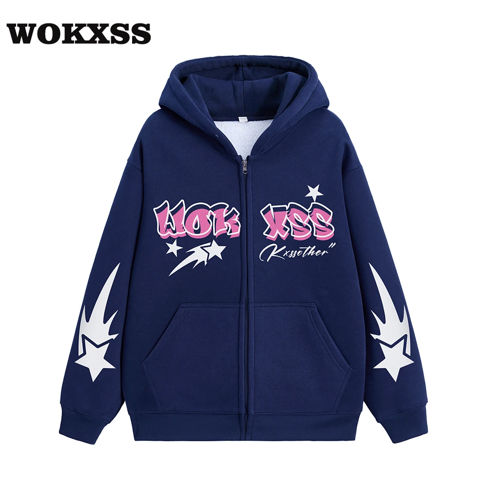 WOKXSS休闲开衫外套印花跑步宽松卫衣男