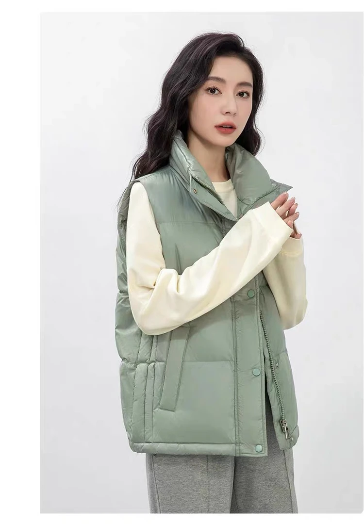 白鸭绒羽绒马甲新款显瘦百搭宽松马甲女Y