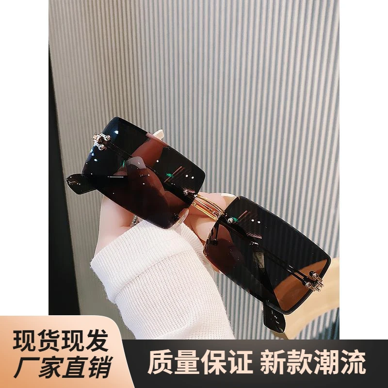 时尚新款个性太阳镜女时尚长方形韩版墨镜潮男士无框ins潮流网红
