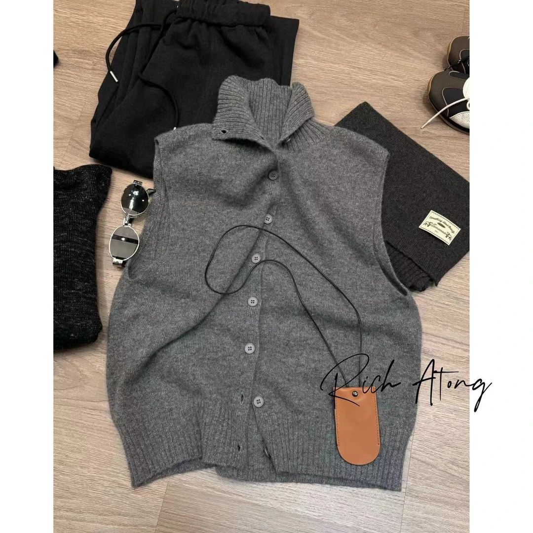 atong/阿彤-【两面穿】-2024 阿彤家设计师款立领毛衣马甲