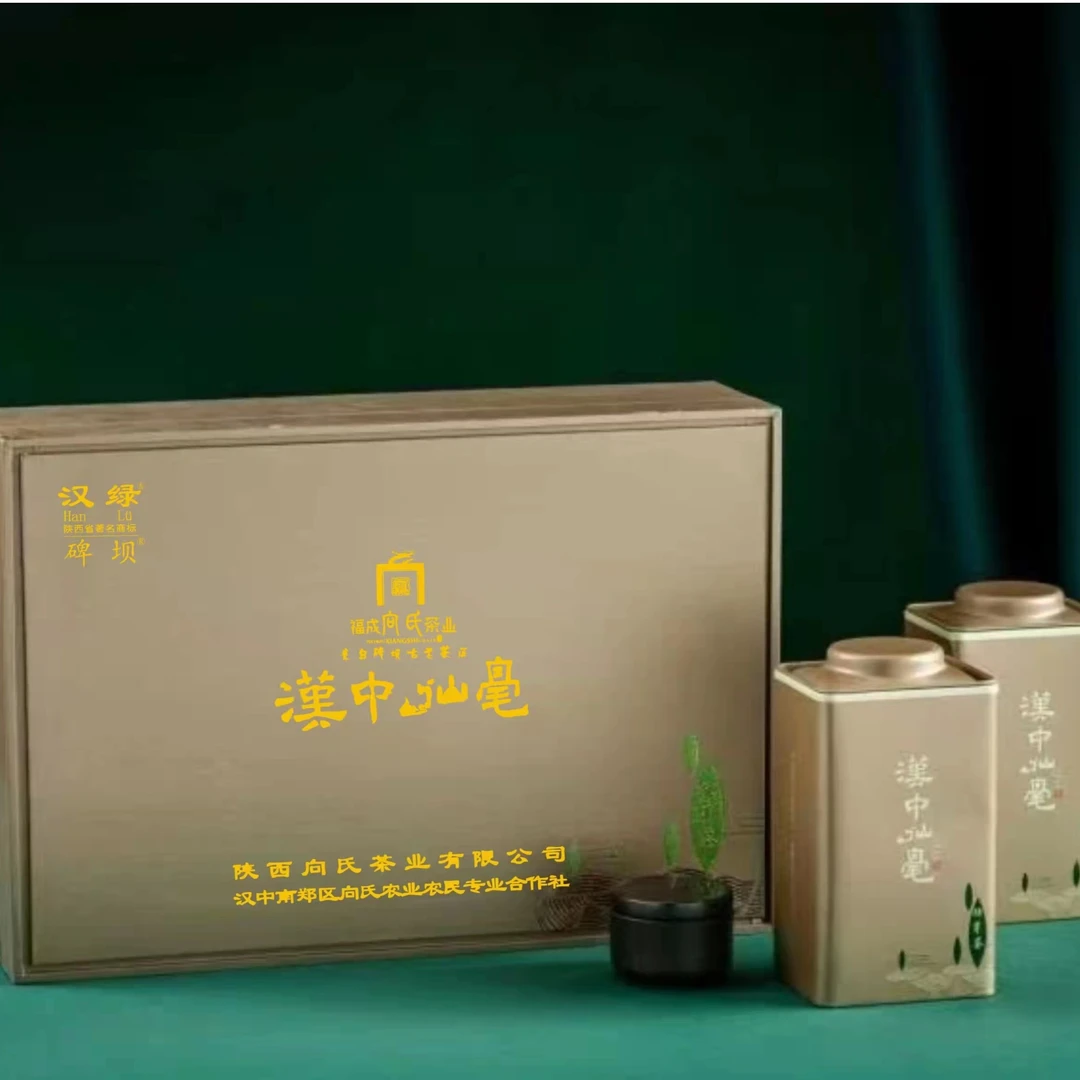2023年明前陕西特级新汉中仙毫绿茶精制手提送礼铁听盒包装250g