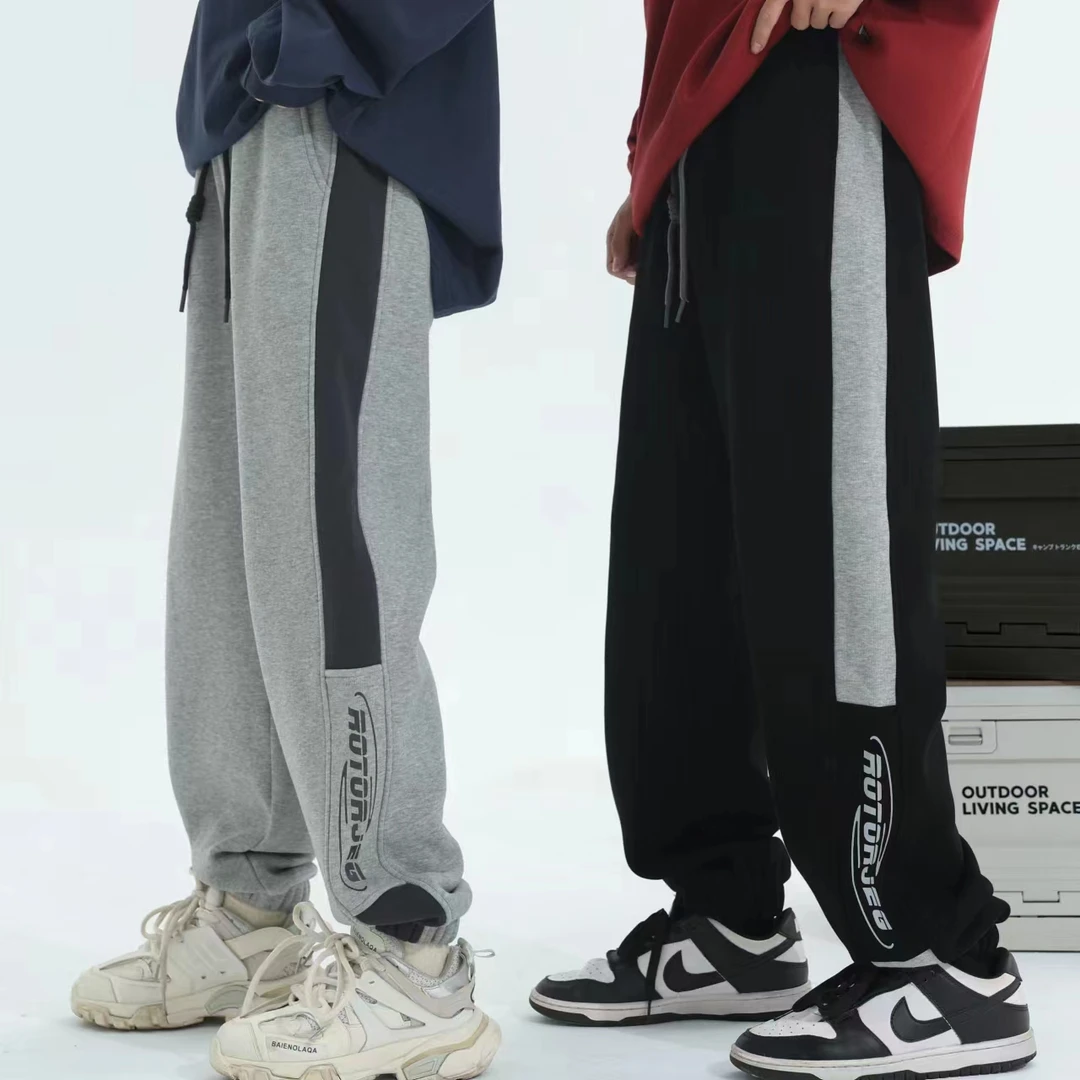 加绒卫裤青少年加厚冬季休闲裤加长裤宽松小腰口针织高中生初中生