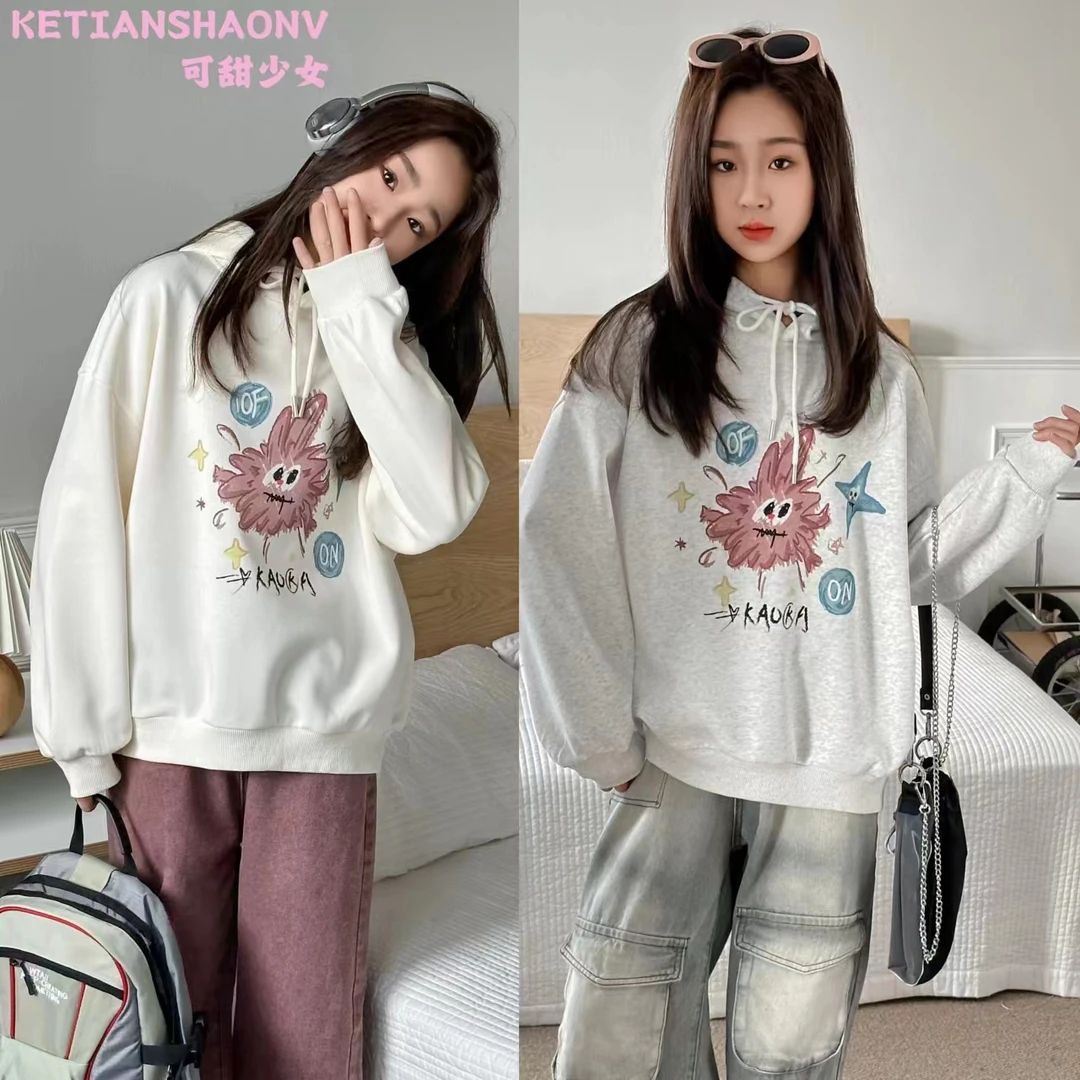 春季连帽卫衣学生穿搭女孩大童洋气学院少女甜美小学生初中生1021