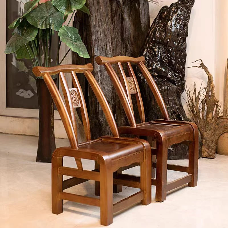 羊楼司陈兴明清胡桃色仿古实木老式靠背椅子家用成人农家乐小椅子