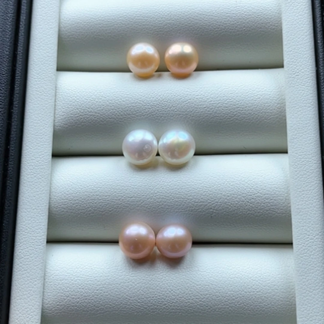天然淡水珍珠耳钉简约大气百搭经典素款素款（非基地发货不带证书）