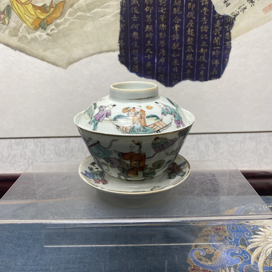 清晚期粉彩五子夺魁盖碗 KC20240426015