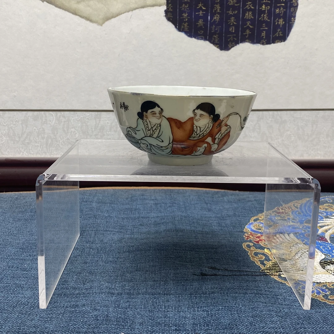 民国和合二仙细路粉彩碗1，KC202312261465