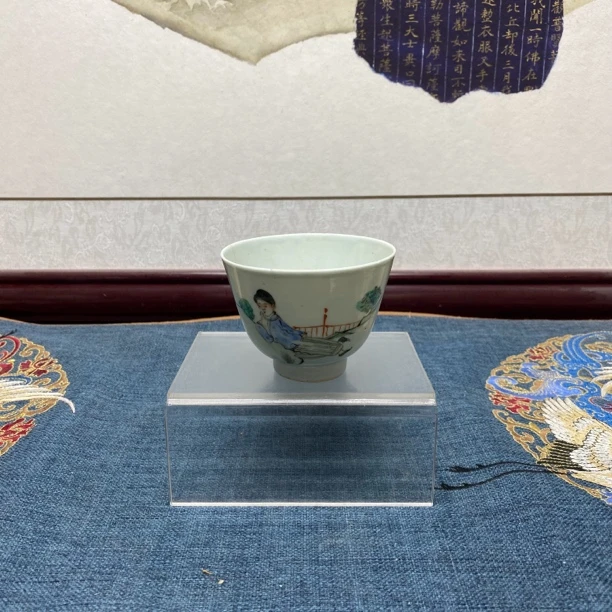 民国粉彩仕女茶杯4/古董，KC20240614018