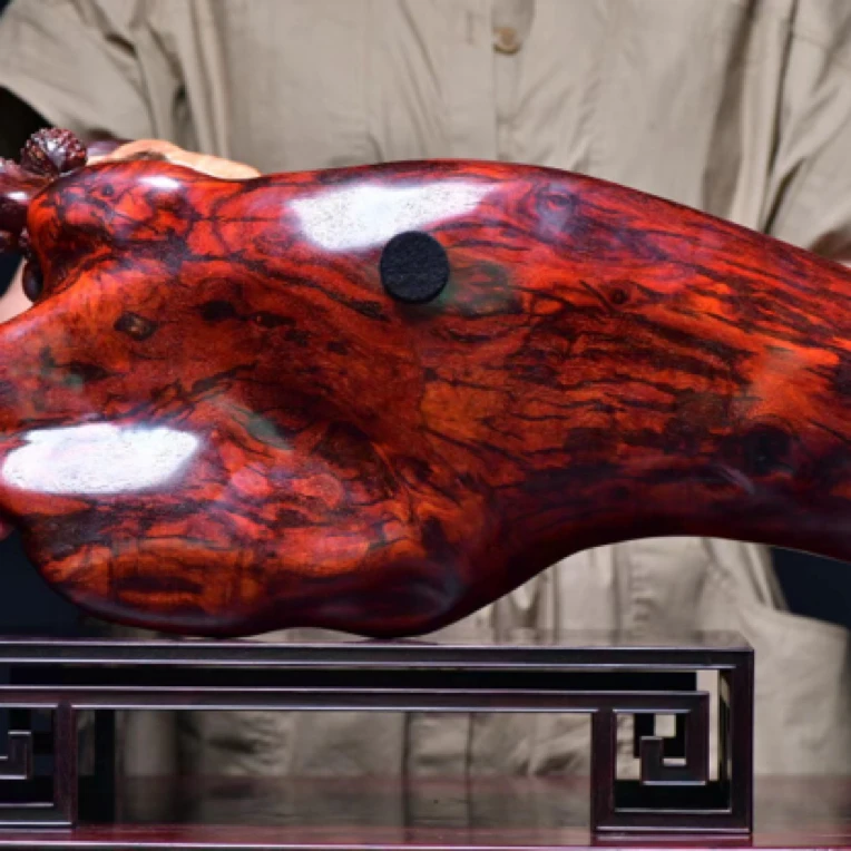 红木雕刻如意摆件客厅玄关装饰印度小叶紫檀