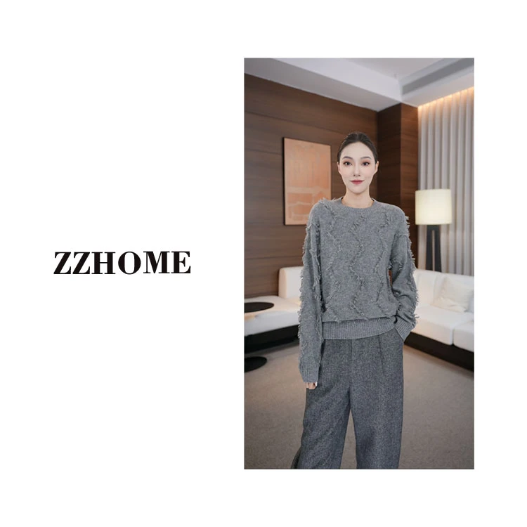 【ZOZO HOME】“流苏”羊·毛重磅工艺点子纱毛衫411ZZS-85412