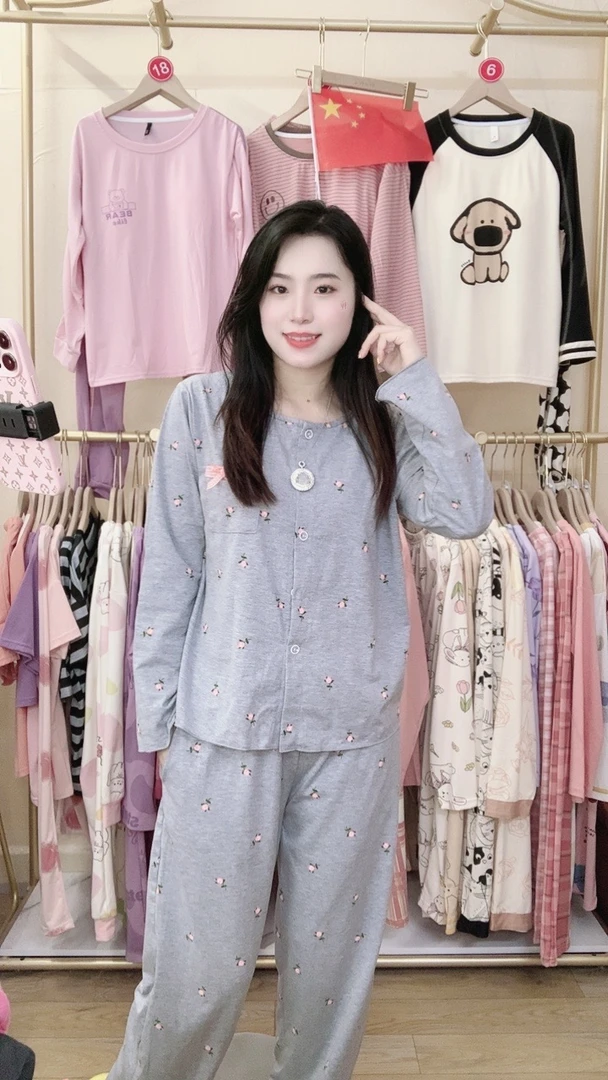 H7504小香风长袖长裤韩版睡衣家居服套装