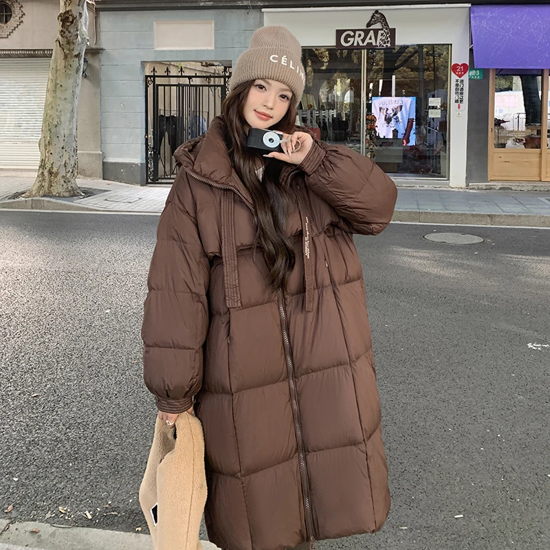 时尚 实拍韩版大被子2024年新款冬季服女长款棉衣外套显瘦连帽