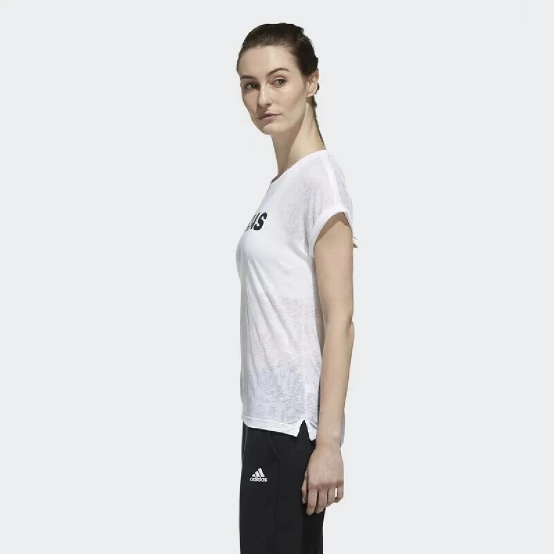 T149-adidas 透气训练速干休闲运动圆领短袖T恤 EK4713 白女