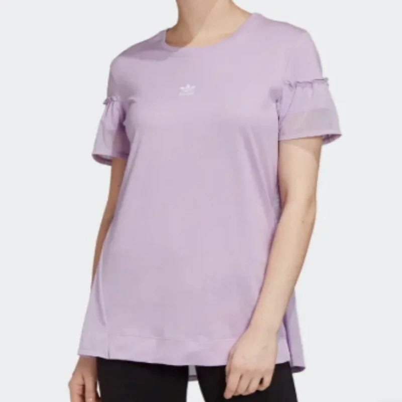 T278-T279-adidas originals三叶草Logo印花圆领短袖 女款 淡紫色