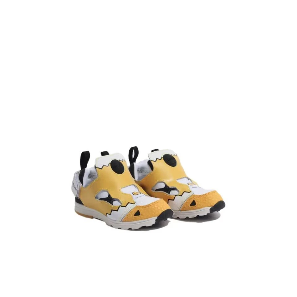 X132-婴童 Reebok Versa Pump Fury 防滑耐磨低帮跑步鞋 柠檬黄白