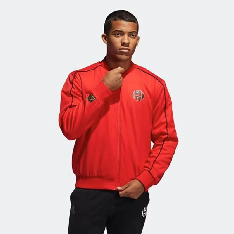 T187-adidas 背面虎头刺绣运动休闲夹克外套 男款 红色