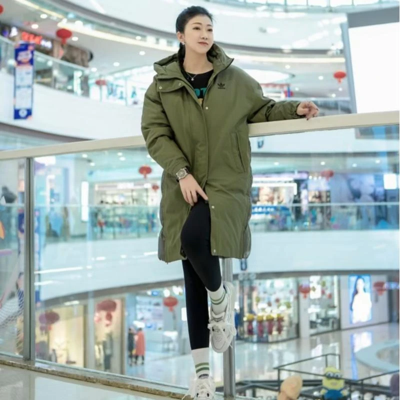 T71-adidas originals Layered Parka 中长款羽绒服冬季 女款绿色