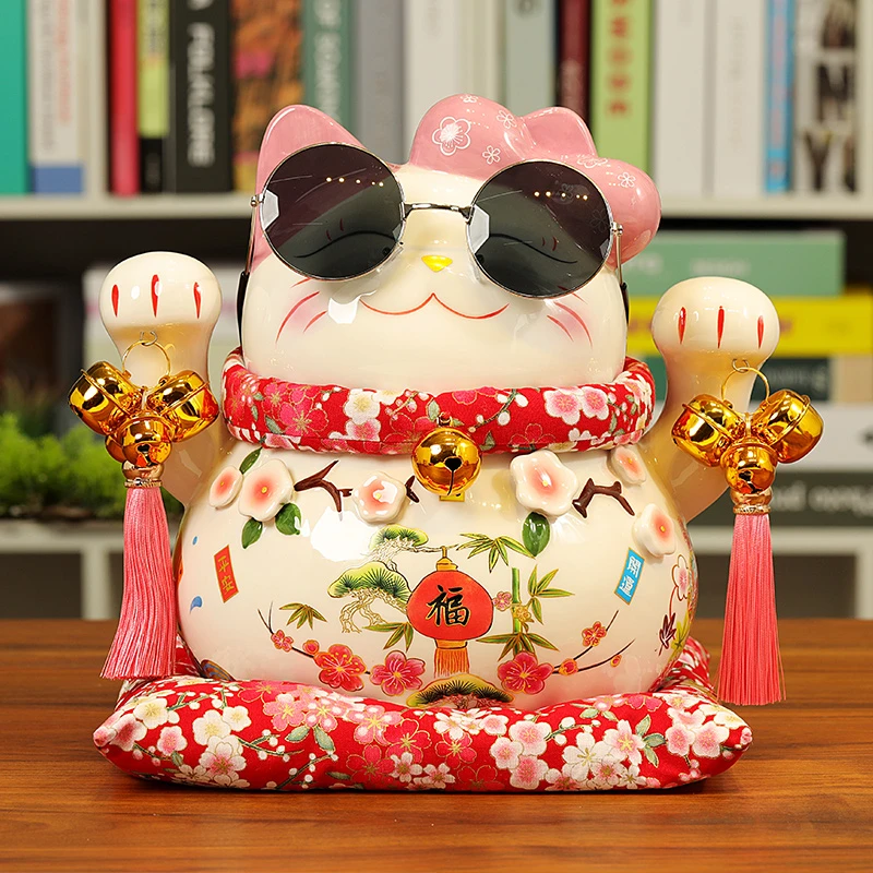尚庄招财猫摆件开业陶瓷桃花猫创意礼品店铺办公收银台生日发财猫