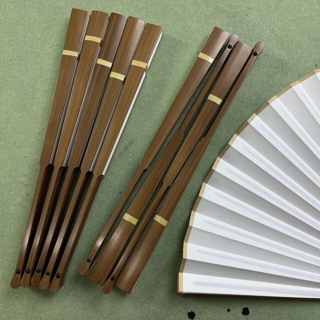 老玉竹宣纸折扇9.5寸【宣纸折扇 下单送胶棒】空白折扇工笔画毛笔字