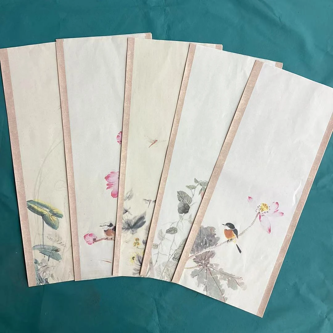 新品【竖版花鸟诗贴】27×68cm小楷瘦金体小行书创作用纸 一包10张