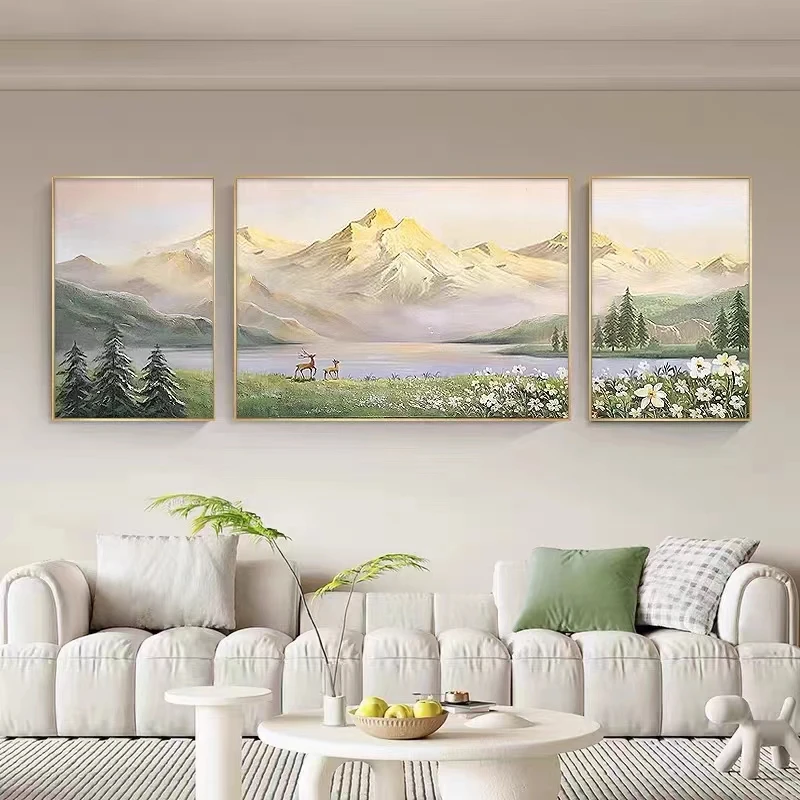 【春和景明】纯手绘油画奶油风客厅沙发背景现代简约装饰画艺术高档