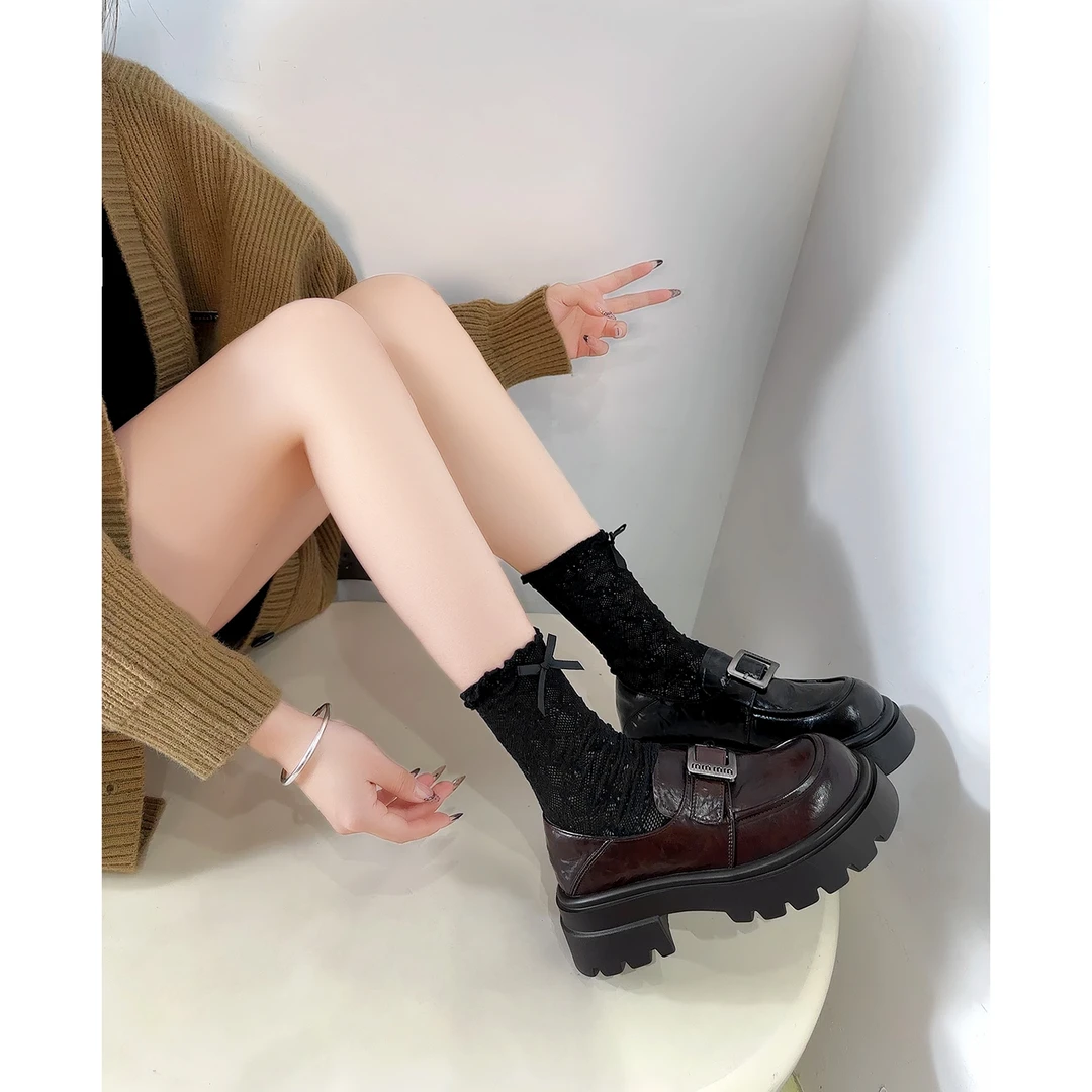 新款时装厚底乐福鞋厚底女靴6686