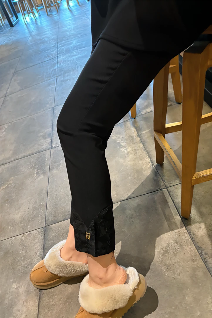 【慕兰国风】2024年新款百搭女款黑色显瘦时尚西装腰头休闲裤-180