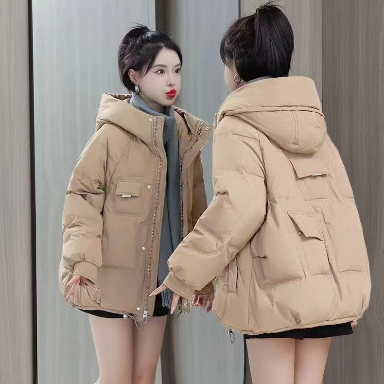冬季新款大码棉服女款220斤棉衣宽松棉袄韩版克莱因蓝面包服外套