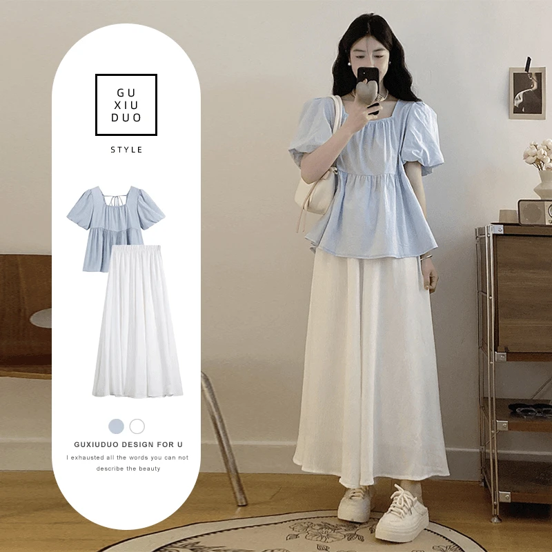 夏装女新款微胖多巴胺穿搭配一整套今年流行小众不撞款半身裤裙女