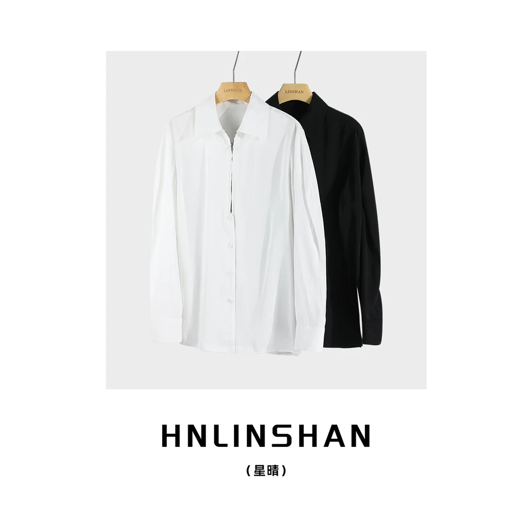 【清】【星晴】时尚设计半拉链宽松百搭衬衣LS104216201