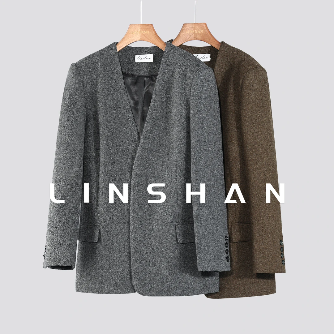 【升质】秋冬宽松无领长袖气质干练百搭西装外套23315604