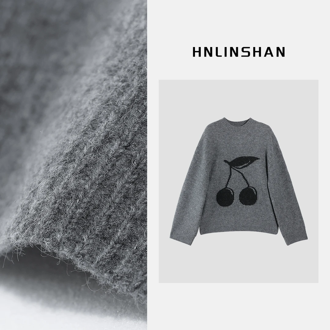 【小樱桃】时尚马海毛百搭宽松提花针织上衣LS40319202