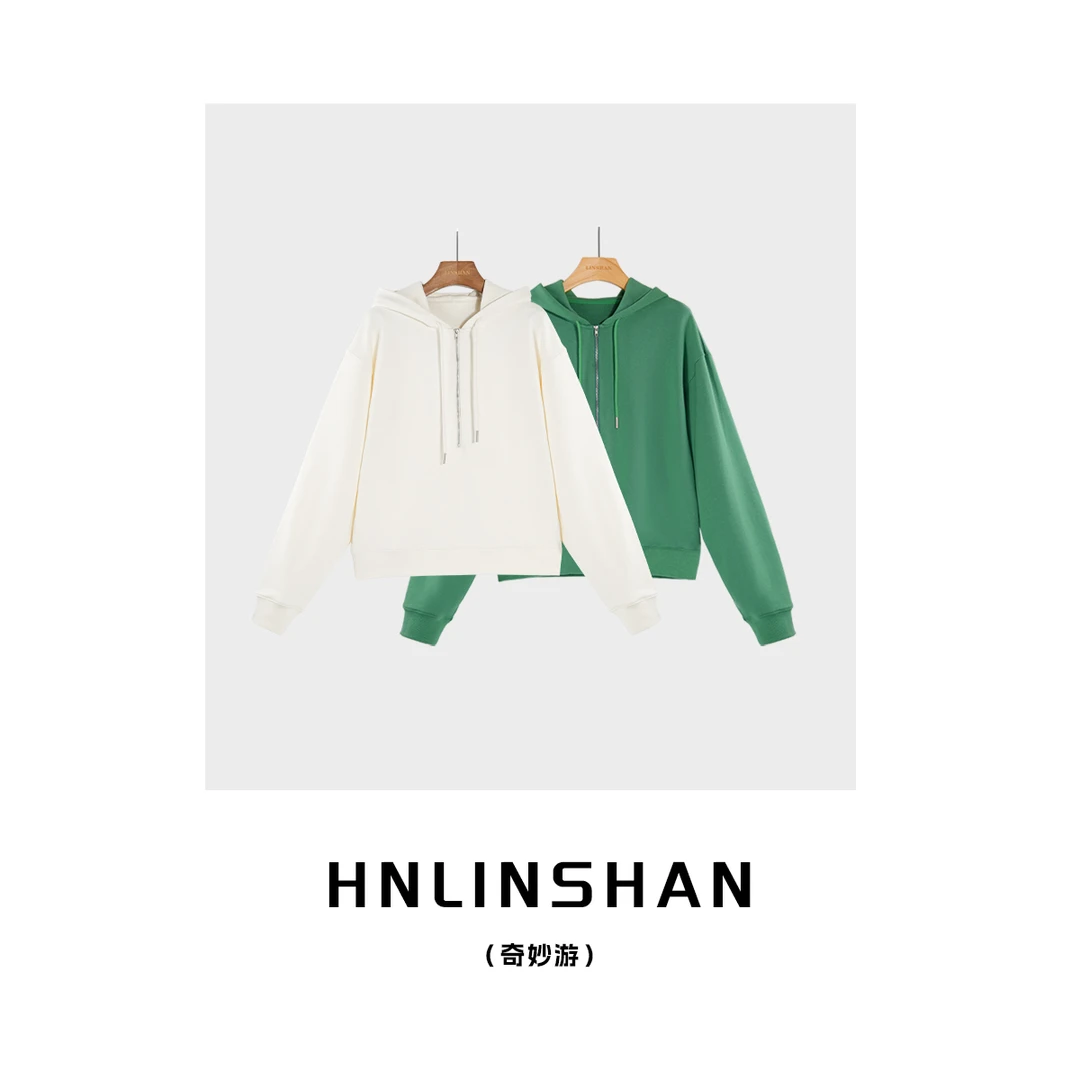 【清】【奇妙游】2024春季新款时尚纯色半拉链卫衣女LS104214101