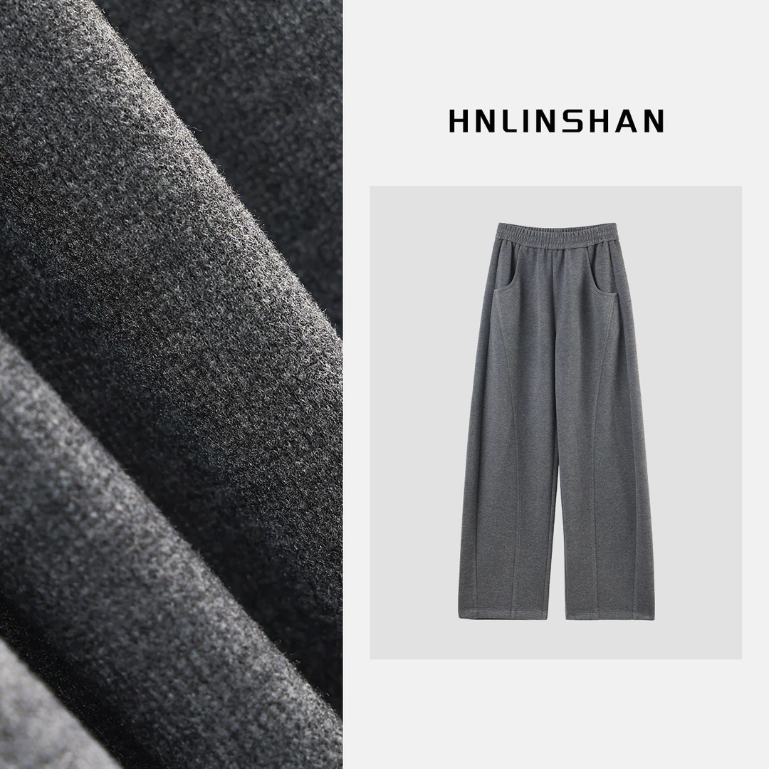 【橄榄】弯刀型宽松拼缝松紧腰头休闲裤LS40423615